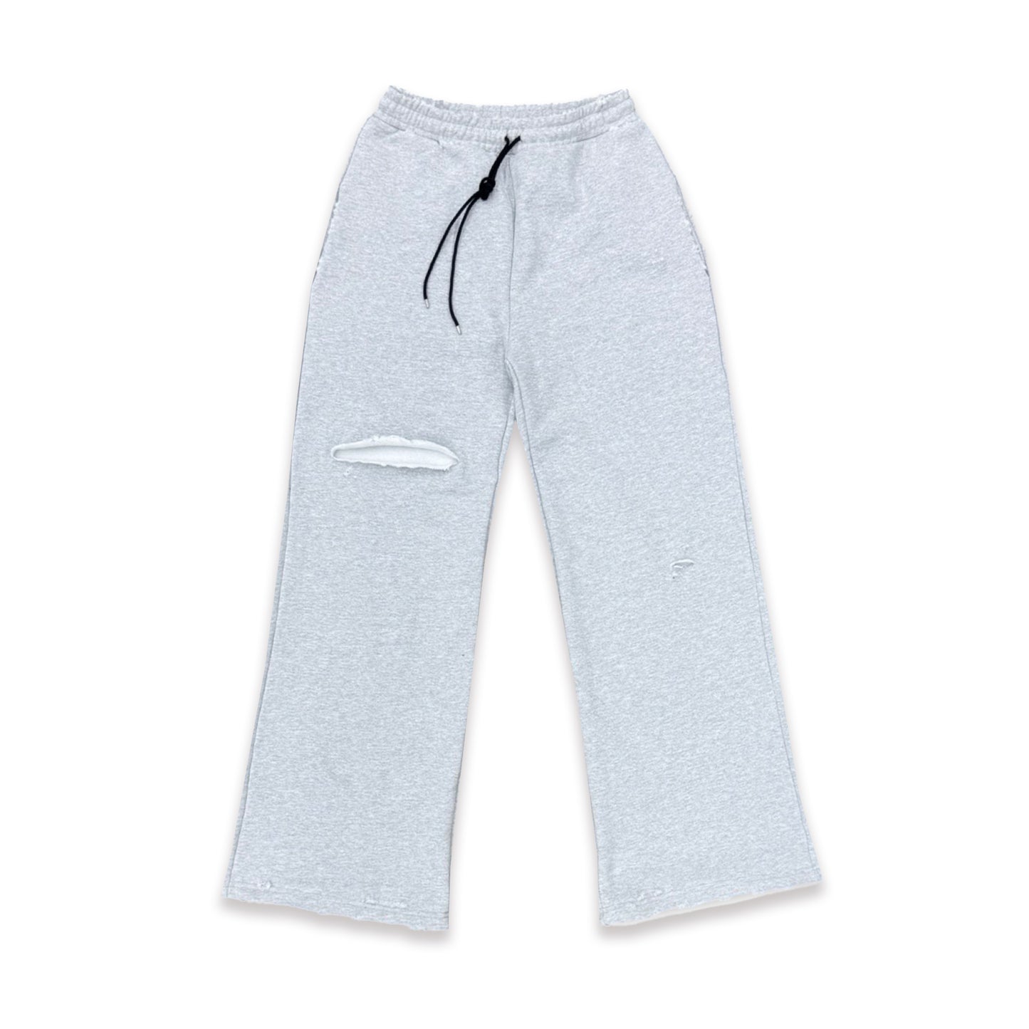 Heather Grey Distressed Wide Leg Pant