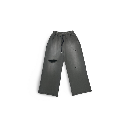 Distressed Gun Metal Wide Leg Pant