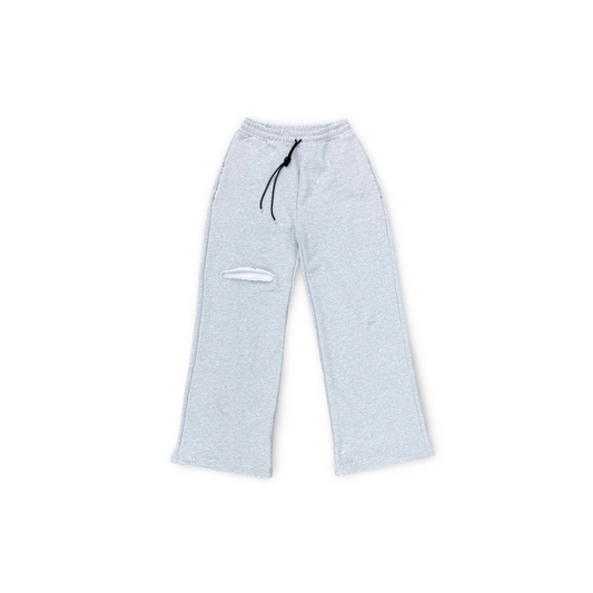 Heather Grey Distressed Wide Leg Pant